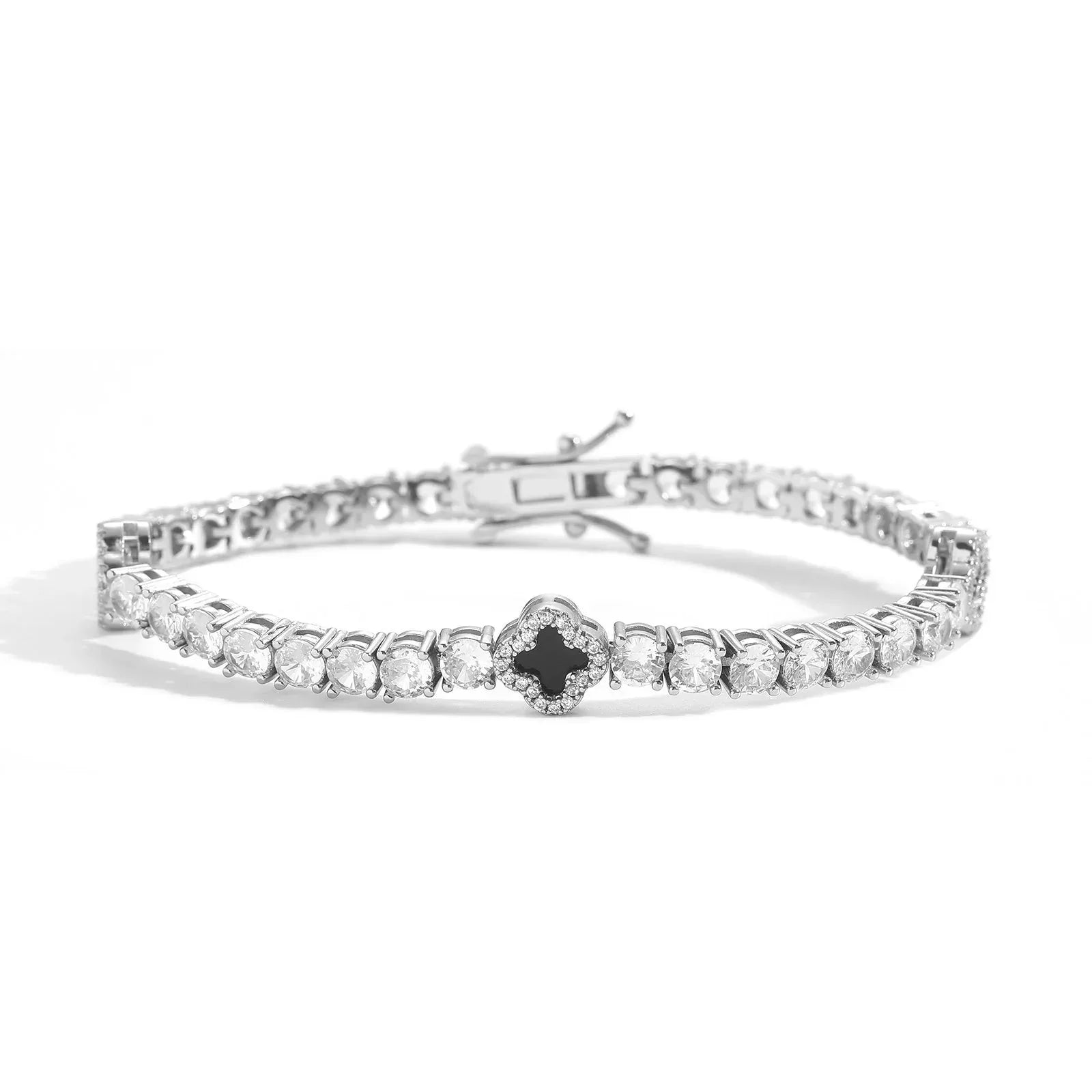 New Geometric Clover Tennis Bracelet | Women's Luxury Iced-Out Handpiece | Fashion Flower Hip Hop Bling | Caratix - CaratixJewelry